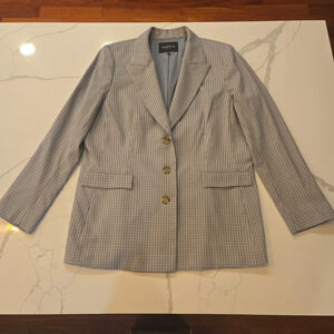 Lafayette 148 Womens Plaid Gingham Blazer Jacket Size 14